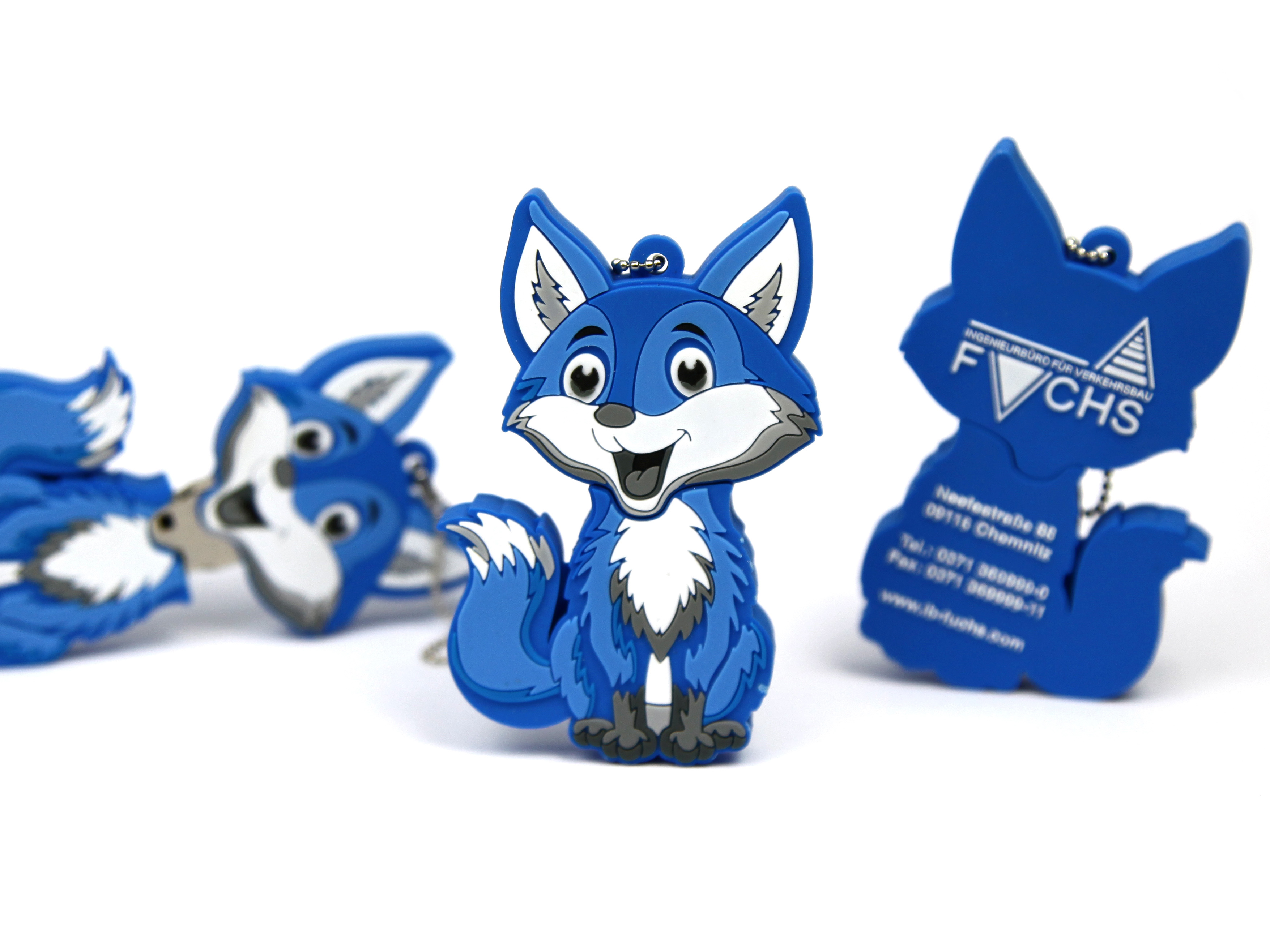 Creative USB Stick Figur individuell fuchs blau logo