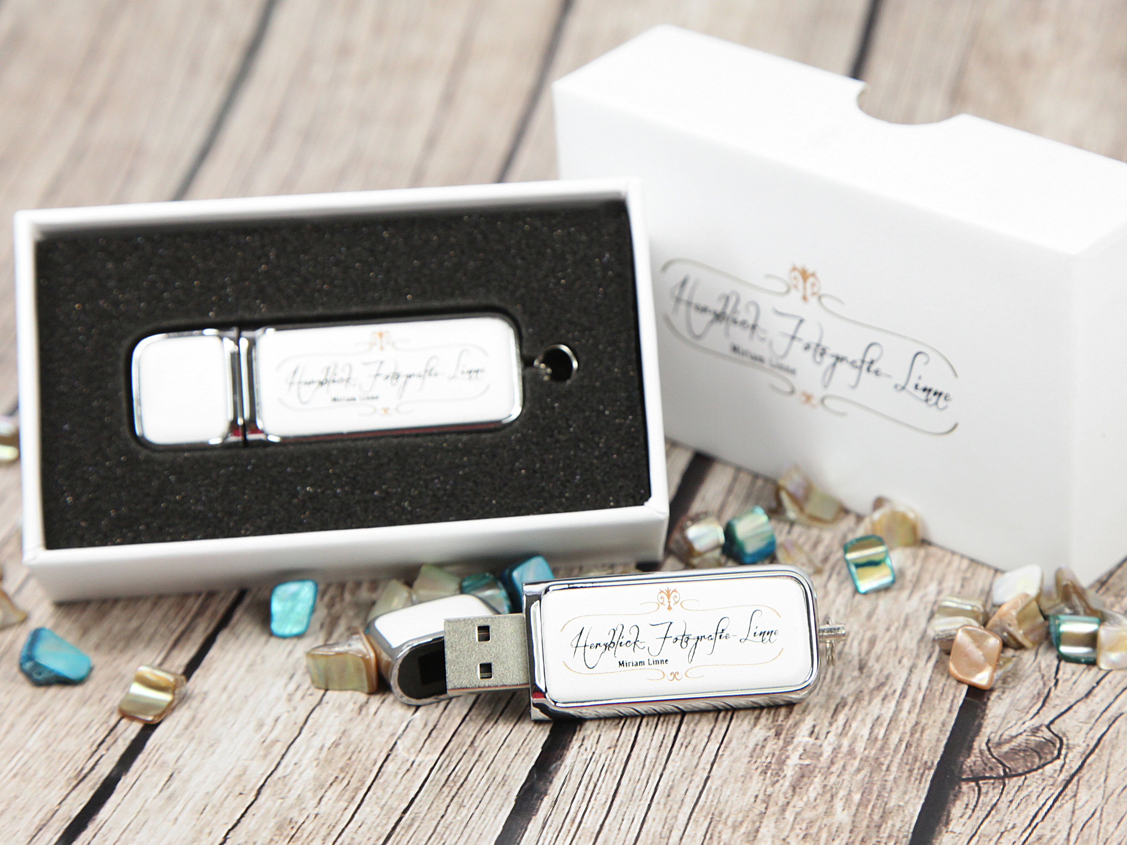 Fotografie Geschenk bundle USB Stick leder Set Verpackung logo