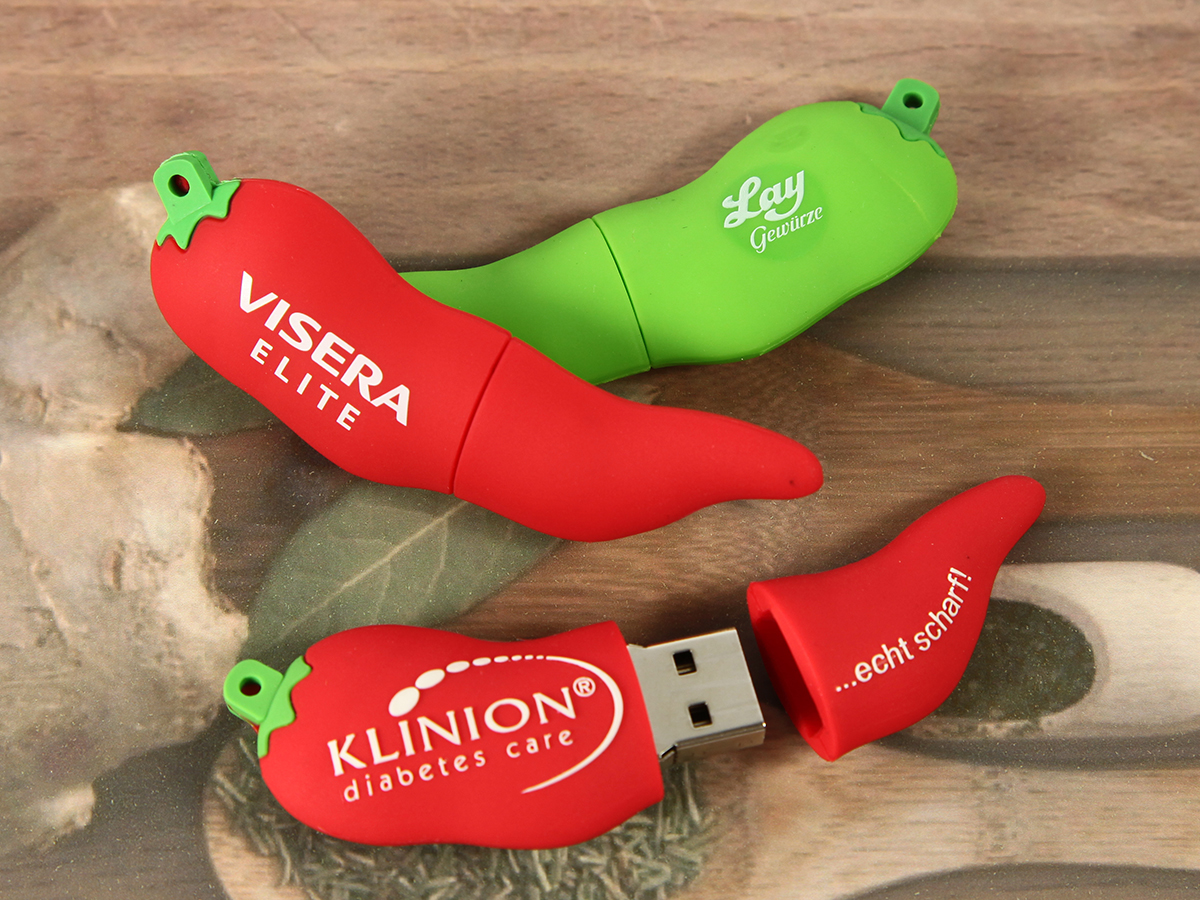 usb stick chili pepperoni rot gruen essen scharf logo