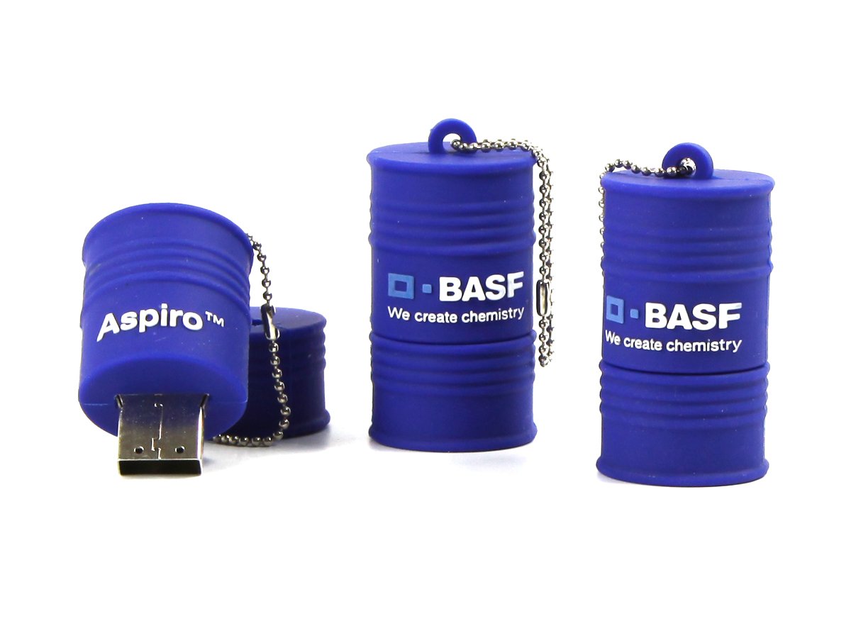 usb stick fass öl BASF chemie blau logo