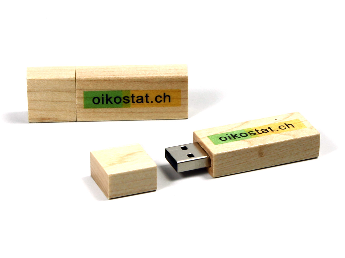 usb stick holz hell logo natur digitaldruck