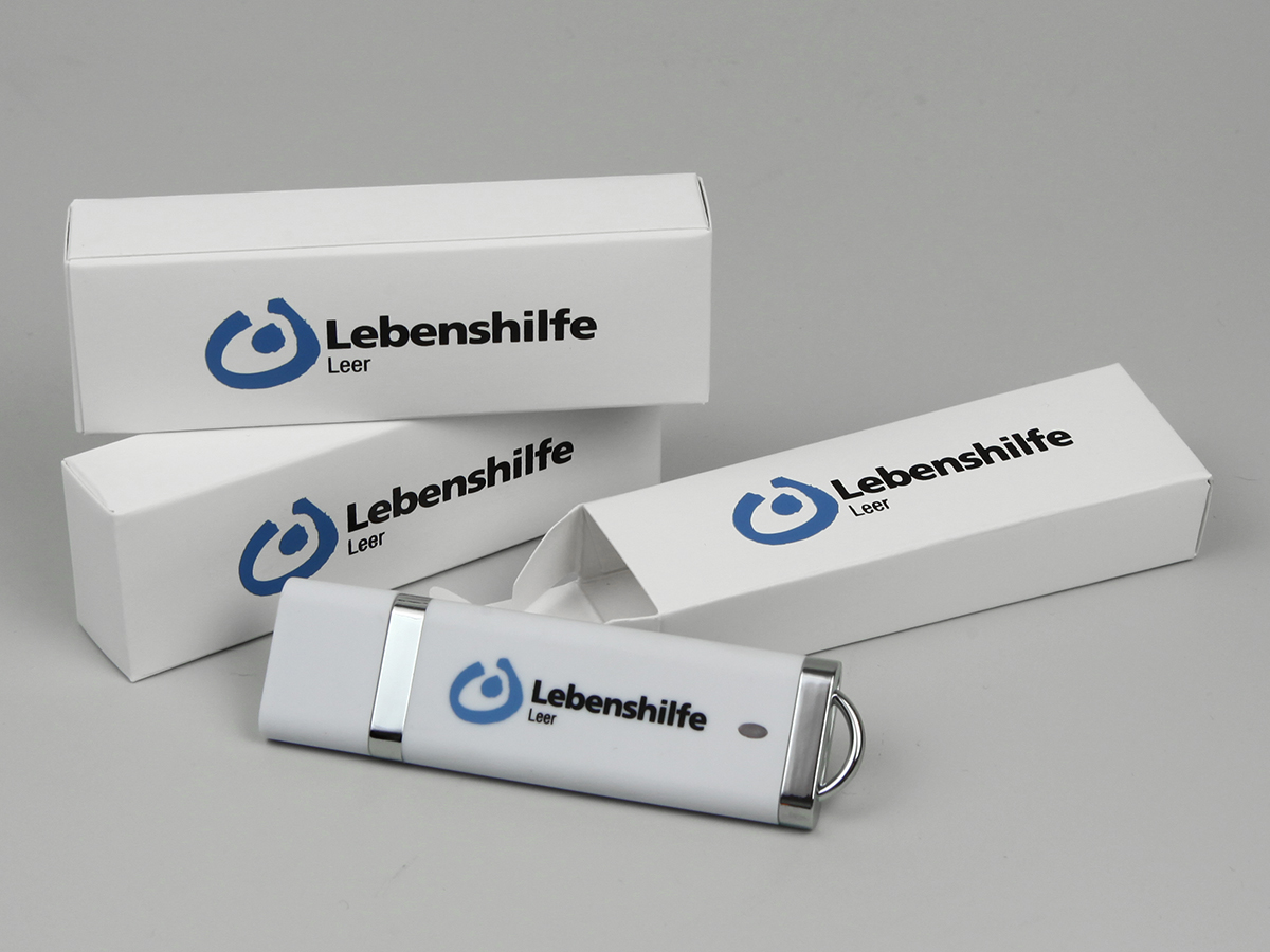 usb stick kunststoff weiss silber logo