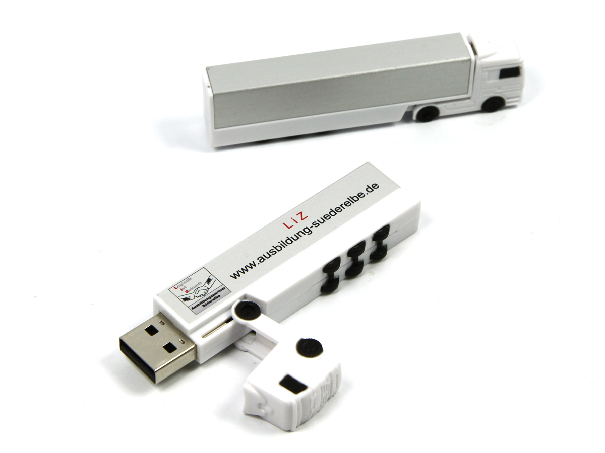 usb stick lkw truck grau weiss transport logo