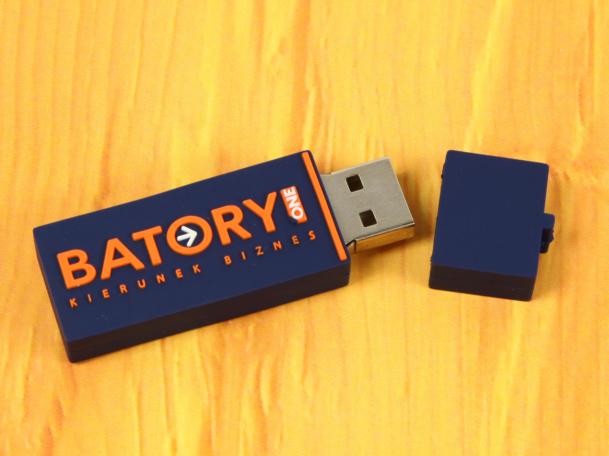 usb stick logo rechteckig kunststoff blau orange