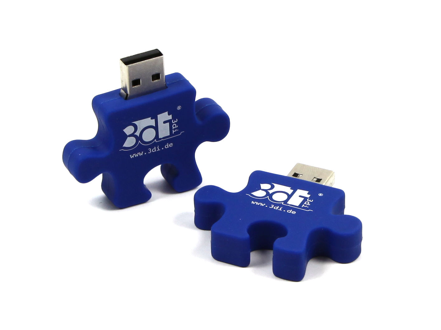 usb stick puzzle werbegeschenk blau logo weiss