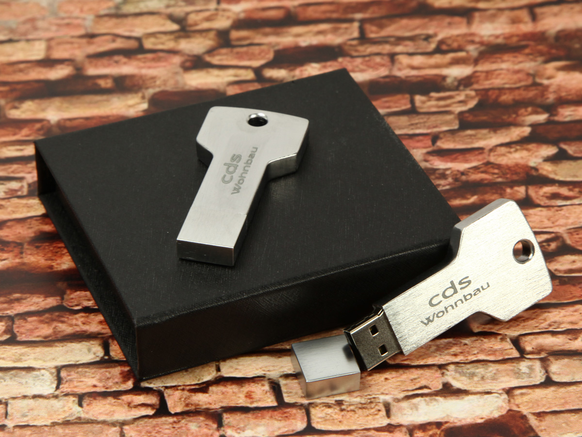 usb stick schluessel silber metall edel verpackung box schwarz