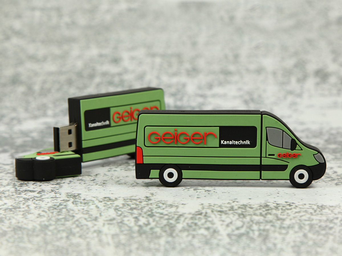 usb stick transporter auto gruen logo