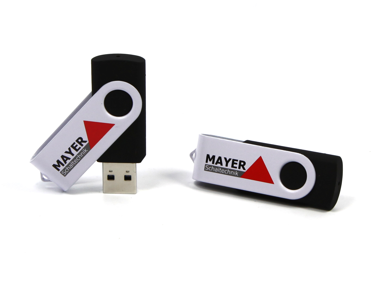 usb stick twister buegel schwingen weiss schwarz logo