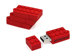PVC USB Stick Brick, Bausteinform, ähnlich Lego