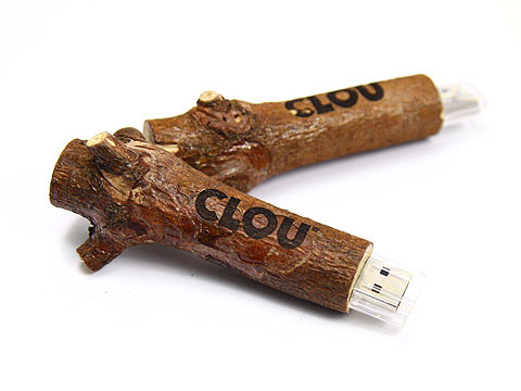 Holzast USB mit Gravur