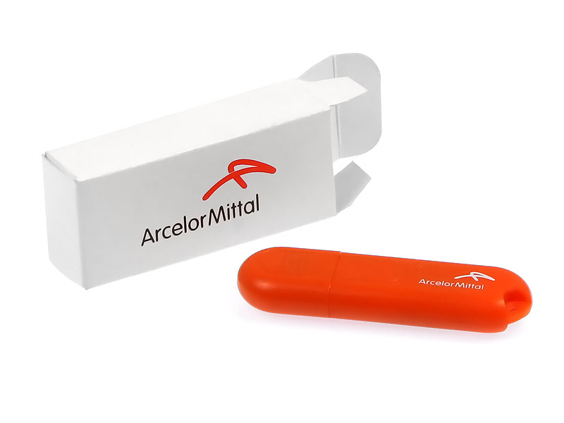 USB Stick Barato I Sonderfarbe Arcelor Mittal orange Logo bedruckt