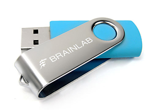 Metall-01 USB-Stick hellblau graviert brainlab, Metall.01