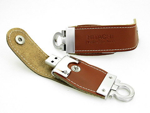 hitachi usb-stick aus leder praegung Schlüsselanhänger, Leder.03