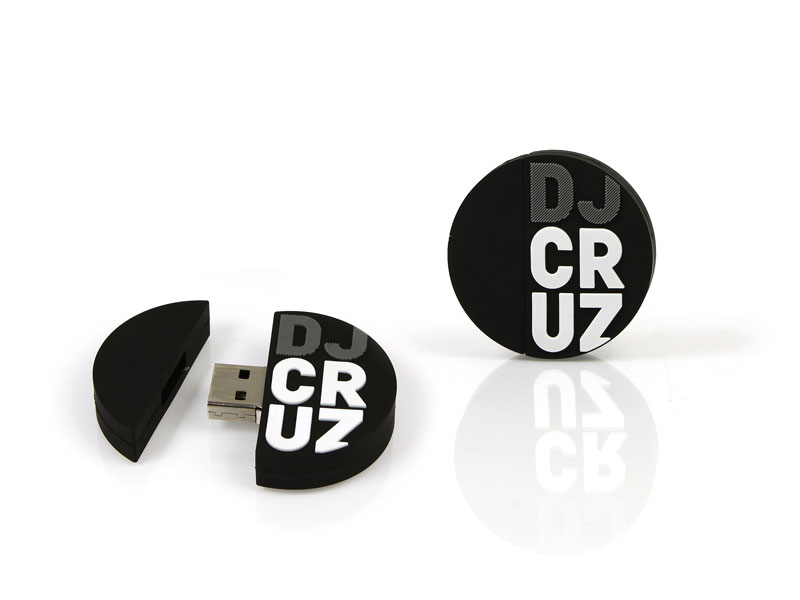 usb-stick, rund, schwarz, individuell, dj, cruz, logo