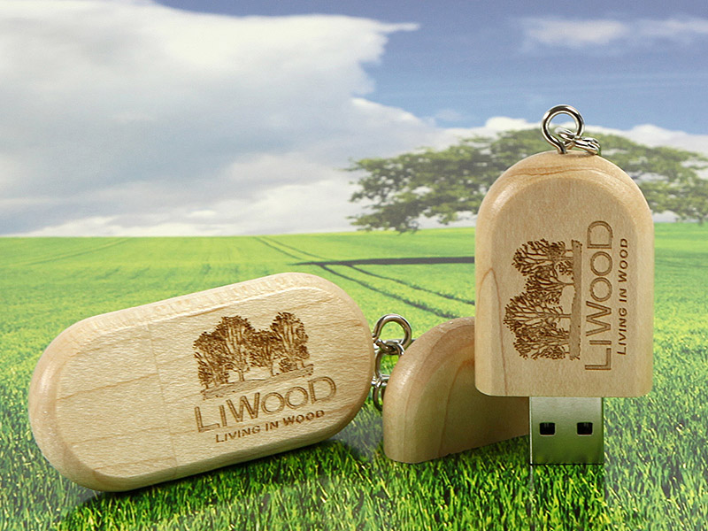 wood usb engraving graviert LiWood logo werbegeschenk