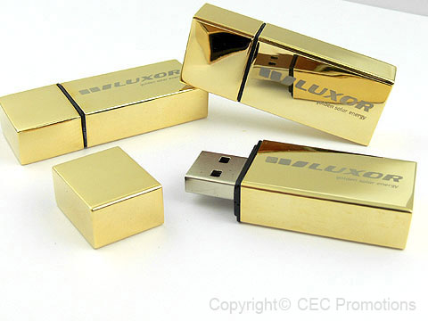 Goldener USB-Stick graviert luxor hochwertig, Metall.10
