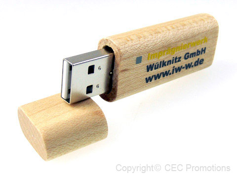 Holz-02 USB-Stick schlicht leicht bedruckt, Holz.02