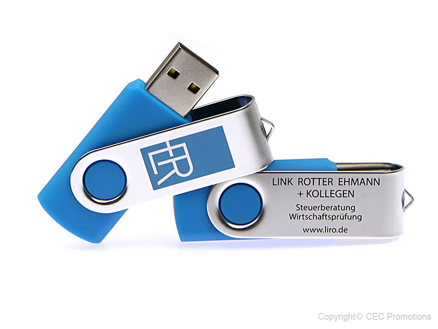 CI Farben Hausfarbe bedruckt Twister USB bedruckt Werbeartikel