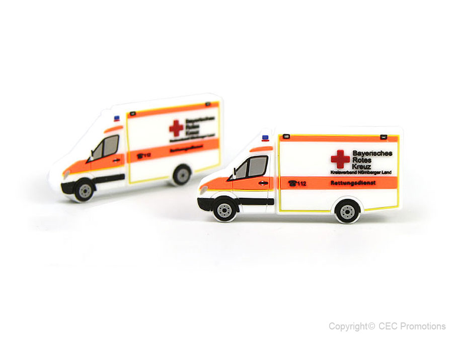 drk bayrisches rotes kreuz rettungswagen transporter weiß sonderanfertigung usb stick fahrzeug krankenwagen