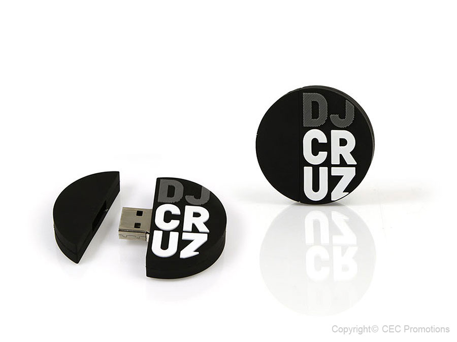usb-stick, rund, schwarz, individuell, dj, cruz, logo