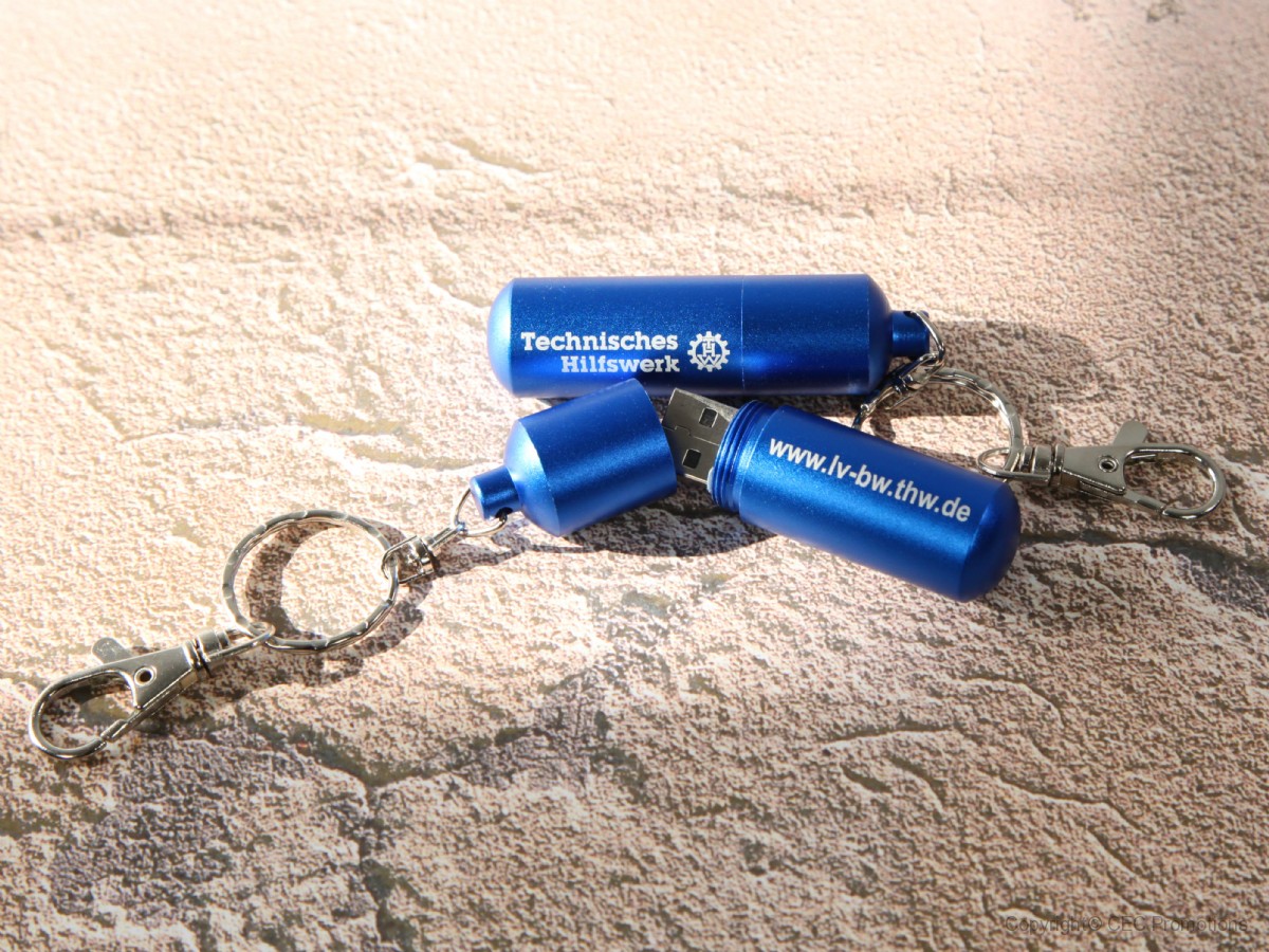 thw usb stick aluminium hülse gasflaschenform