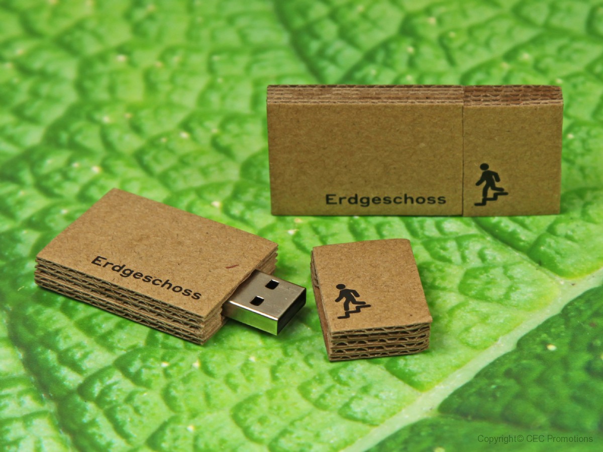 usb stick karton pappe natur werbung logo