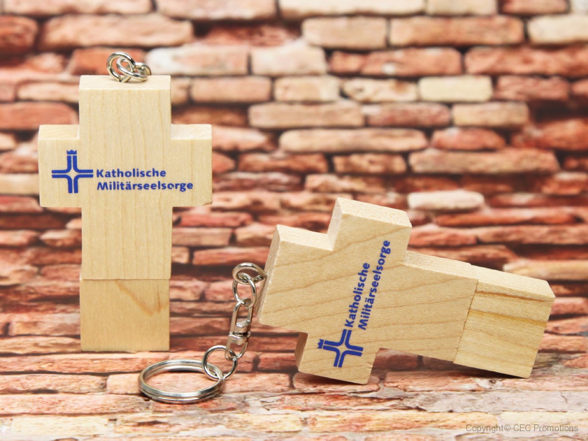 usb stick kreuz holzkreuz natur braun militär