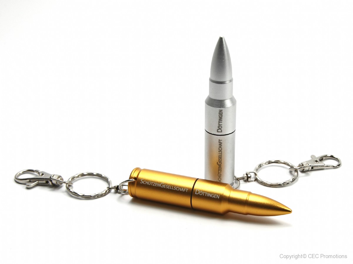 usb stick munition silber gold logo gravur