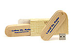 Dr. Rabe Labor USB-Stick Faltschachtel Holz hellbraun bedruckt