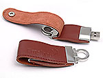Leder USB-Stick braun gepaegt druckknopf Schlüsselanhänger, Leder.03