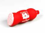 USB-Stick in Form einer Wurst, rot mit einem individuellen Logo-Bereich für Markenpräsentationen.