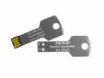 USB-Stick in Schlüssel-Form mit persönlichem Spruch und Platz für ein individuelles Firmenlogo. Ideal für Promotions.