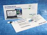 USB-Mailingskarte mit integriertem Speicherstick und informativem Katalog zu industriellen Wiegslösungen.