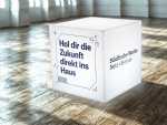 weisser led sitzwuerfel 40cm mit logo