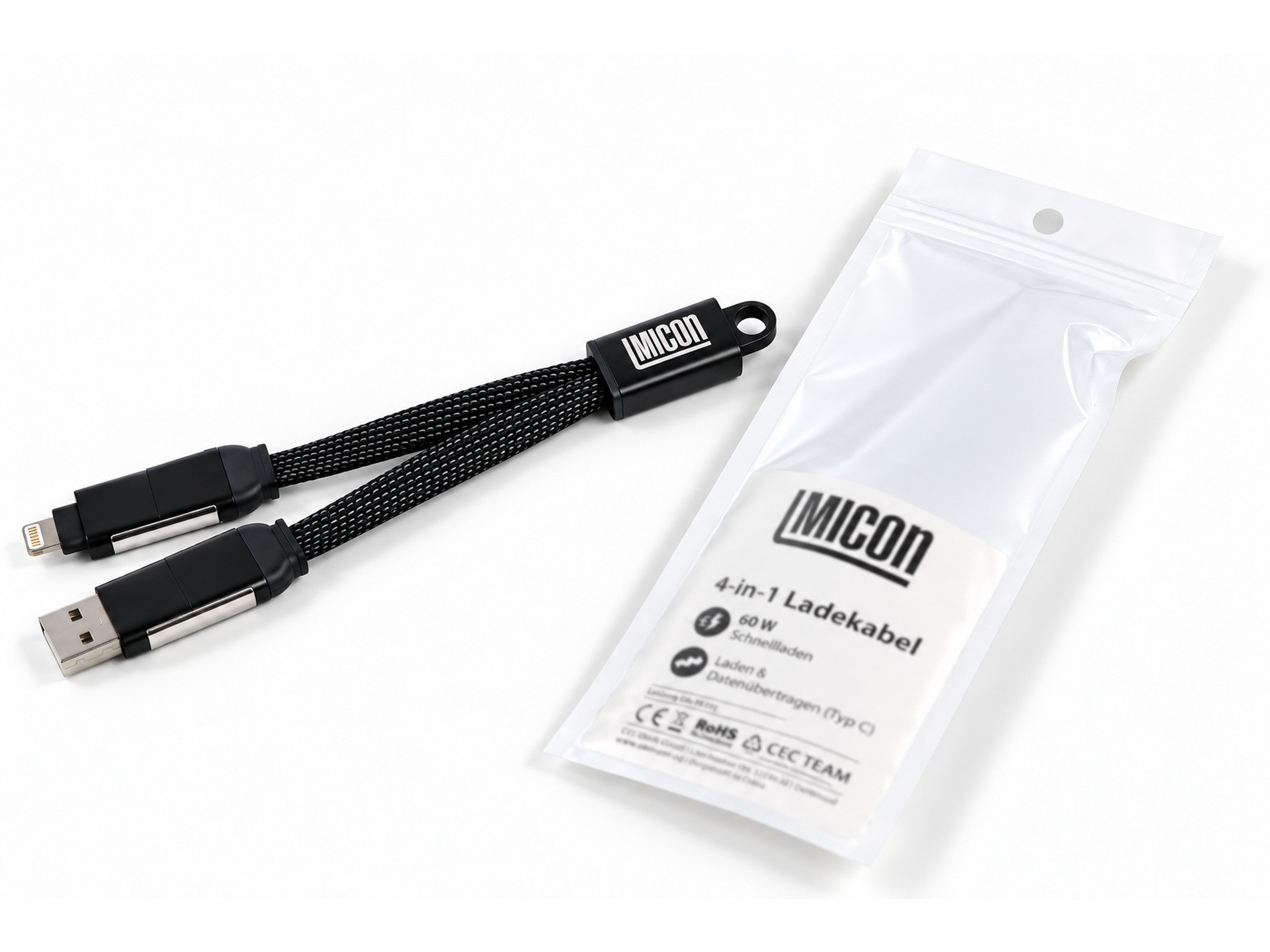 4-in-1 Kabelpeitsche, Micon, Logo Druck