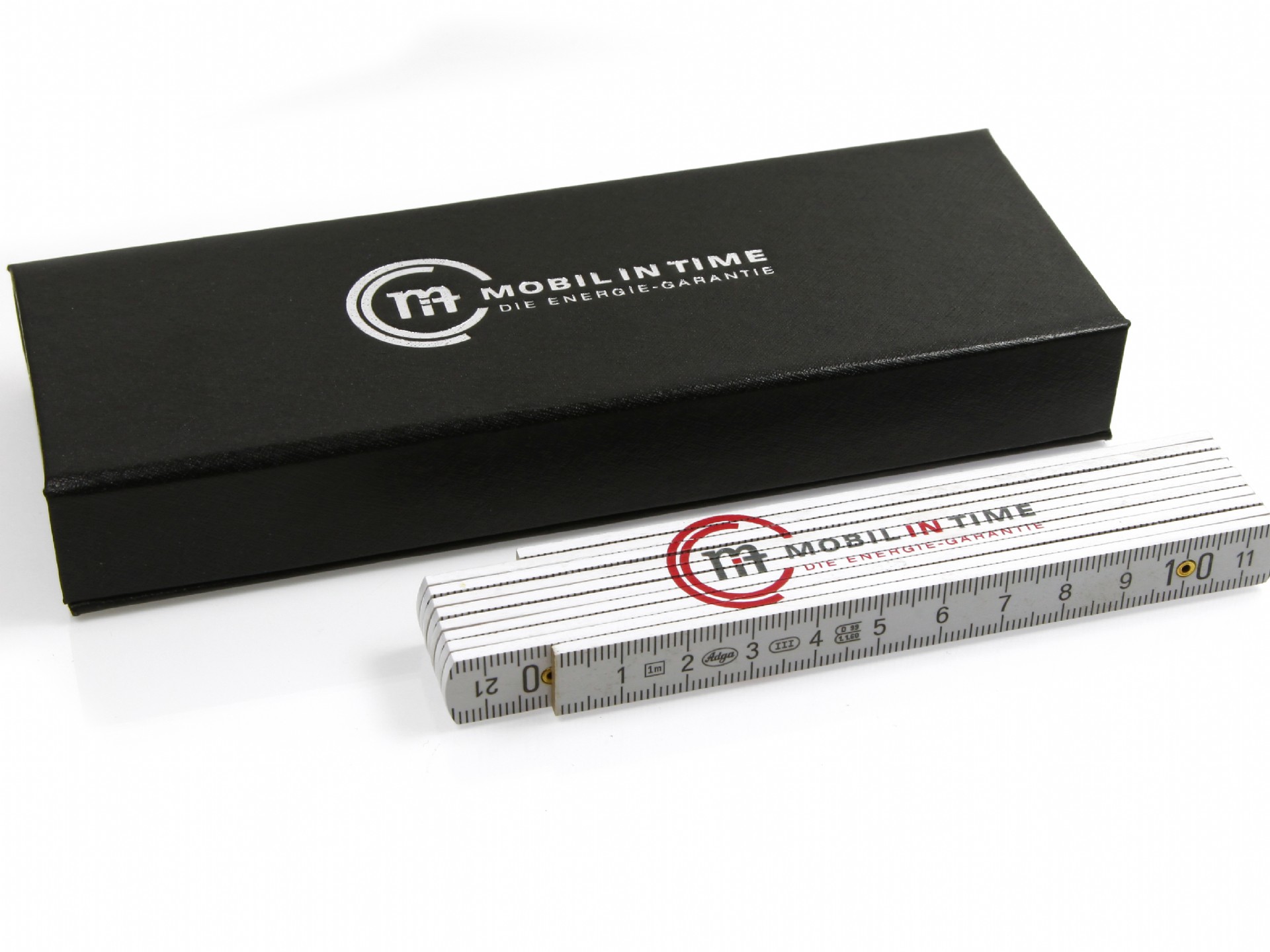 Maßband in eleganter Geschenkbox mit Aufdruck 
