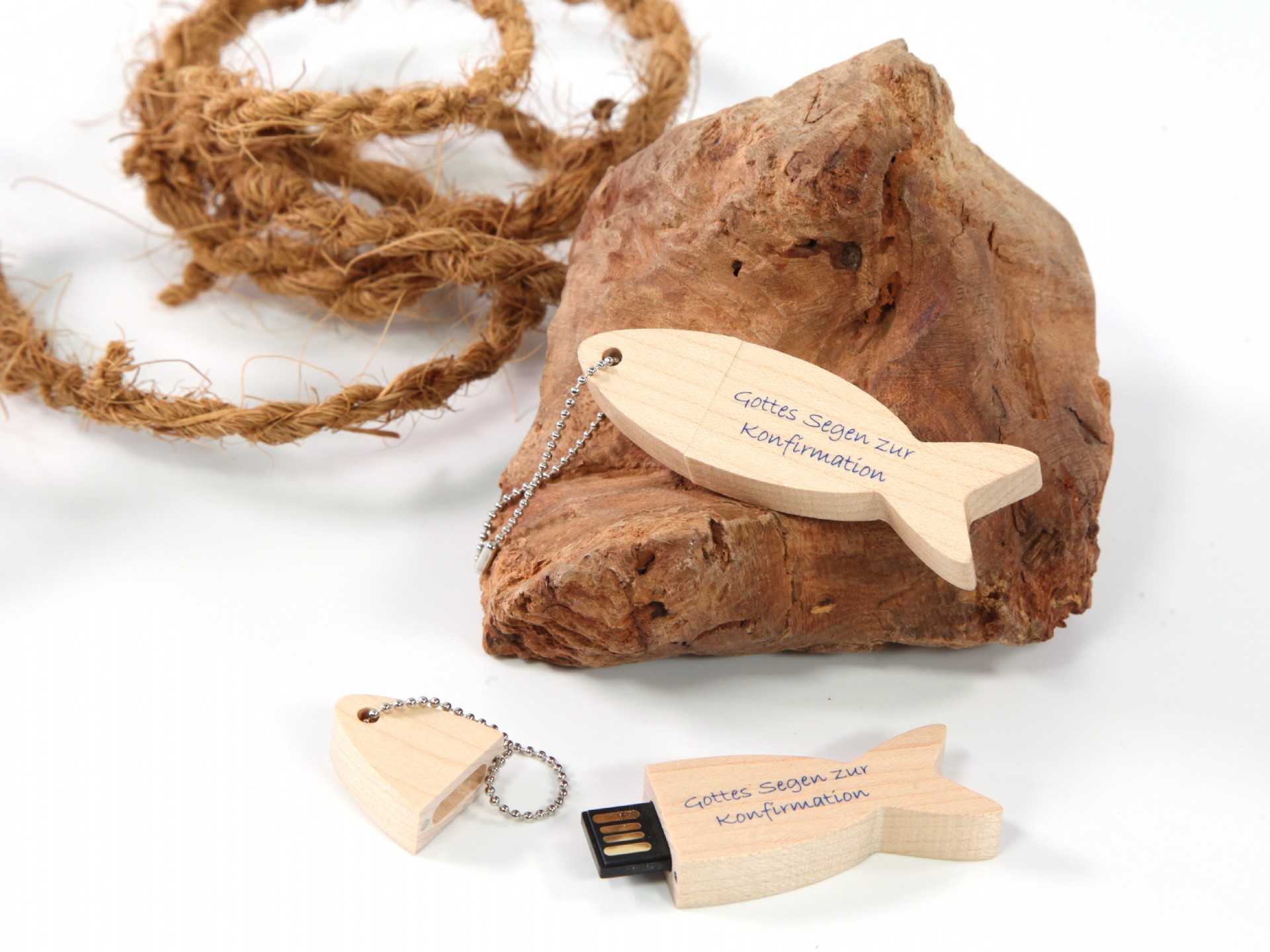 usb holzfisch holz fisch religion konfirmation hellbraun natur