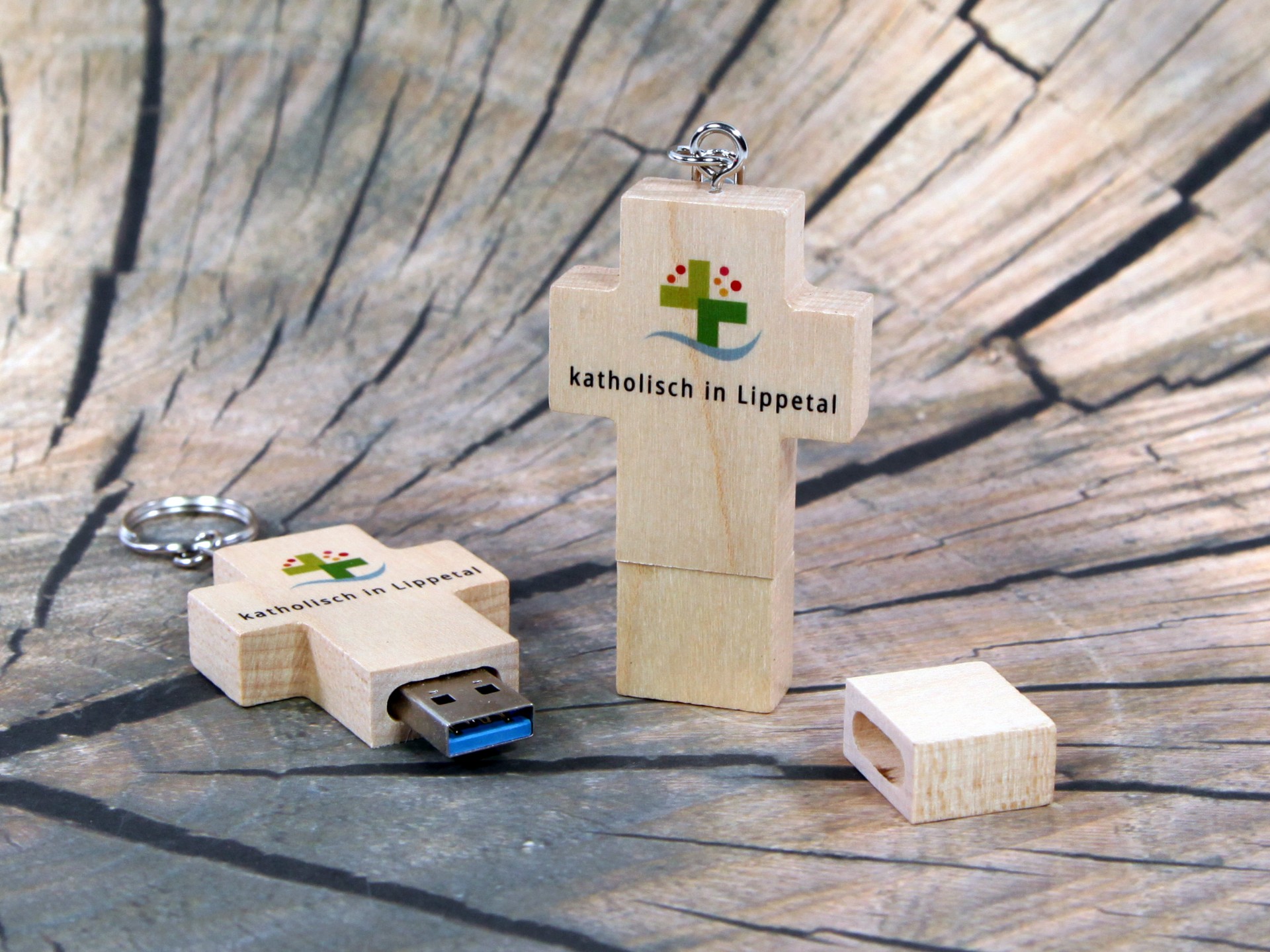 usb holzkreuz farbig bedruckt