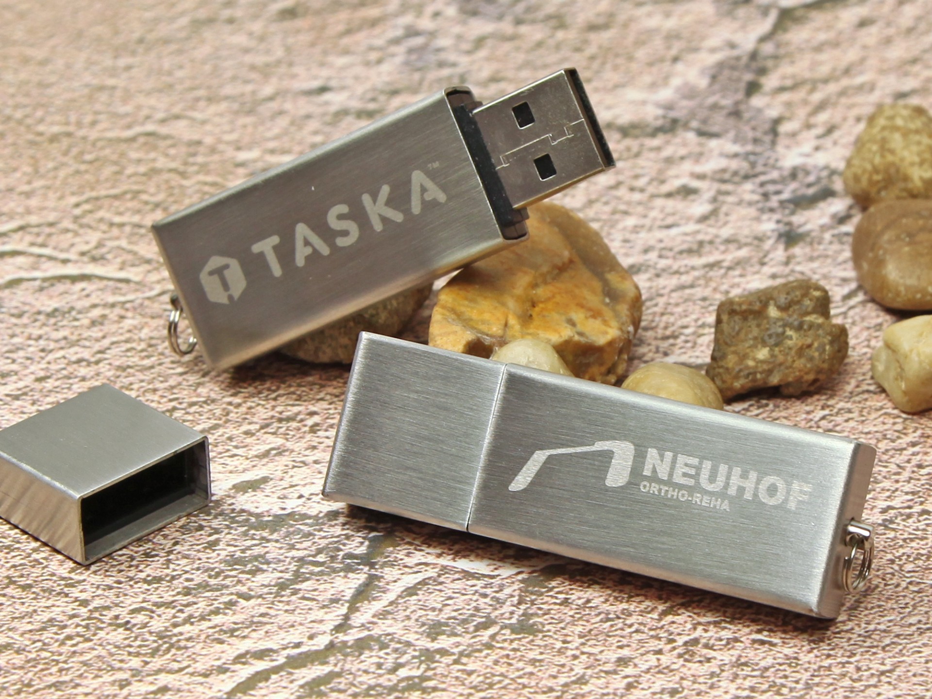 usb stick alu metall silber matt logo gravur