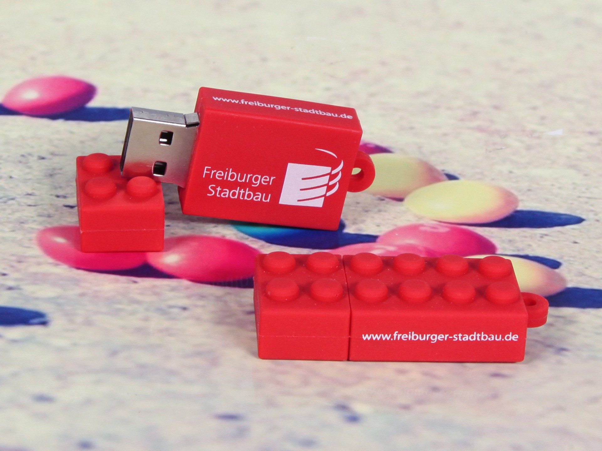 usb stick baustein legostein kunststoff logo