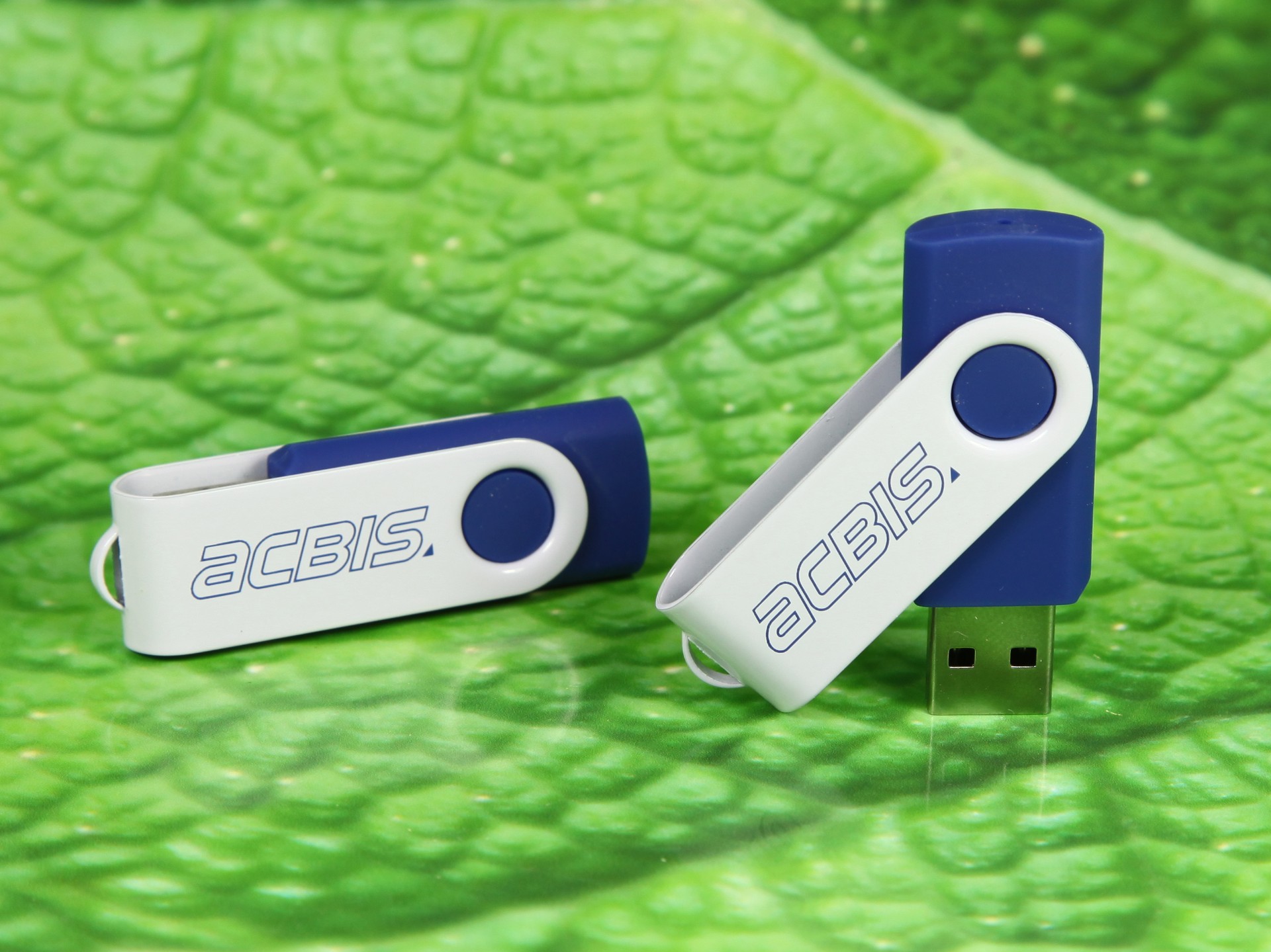 usb stick drehbar buegel logo blau