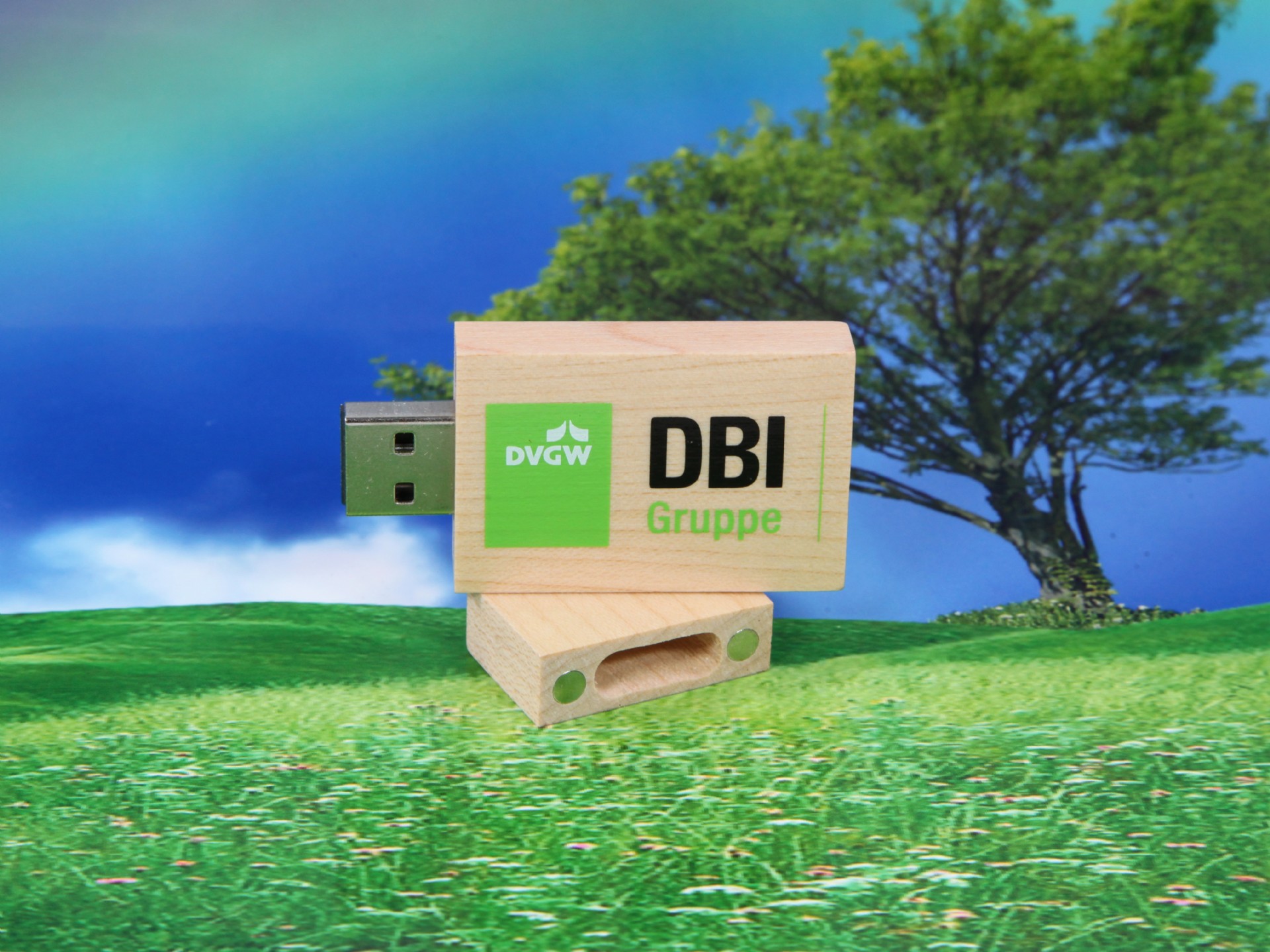 usb stick holz business natur braun digitaldruck schlicht