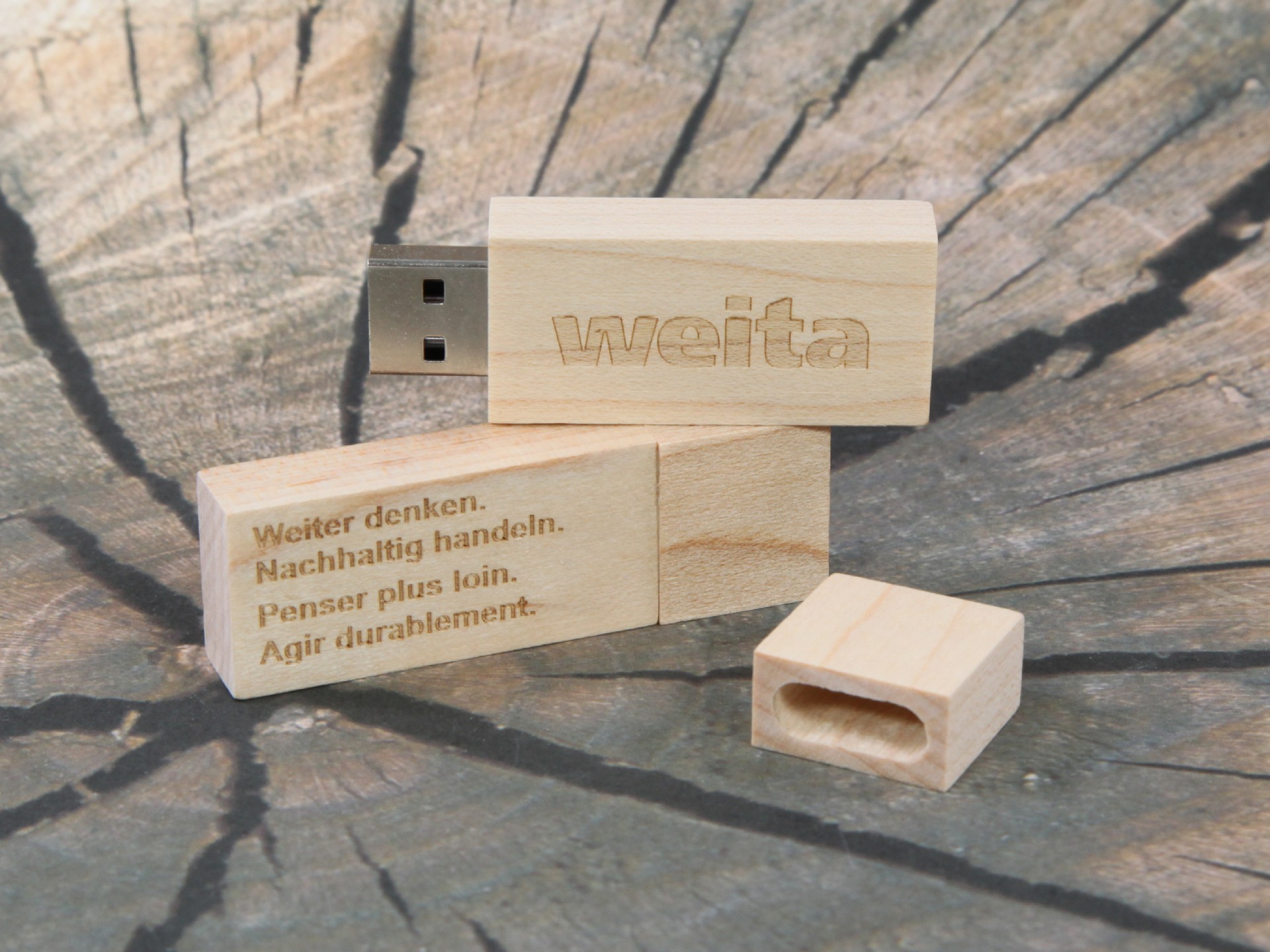 usb stick holz classic gravur natur öko