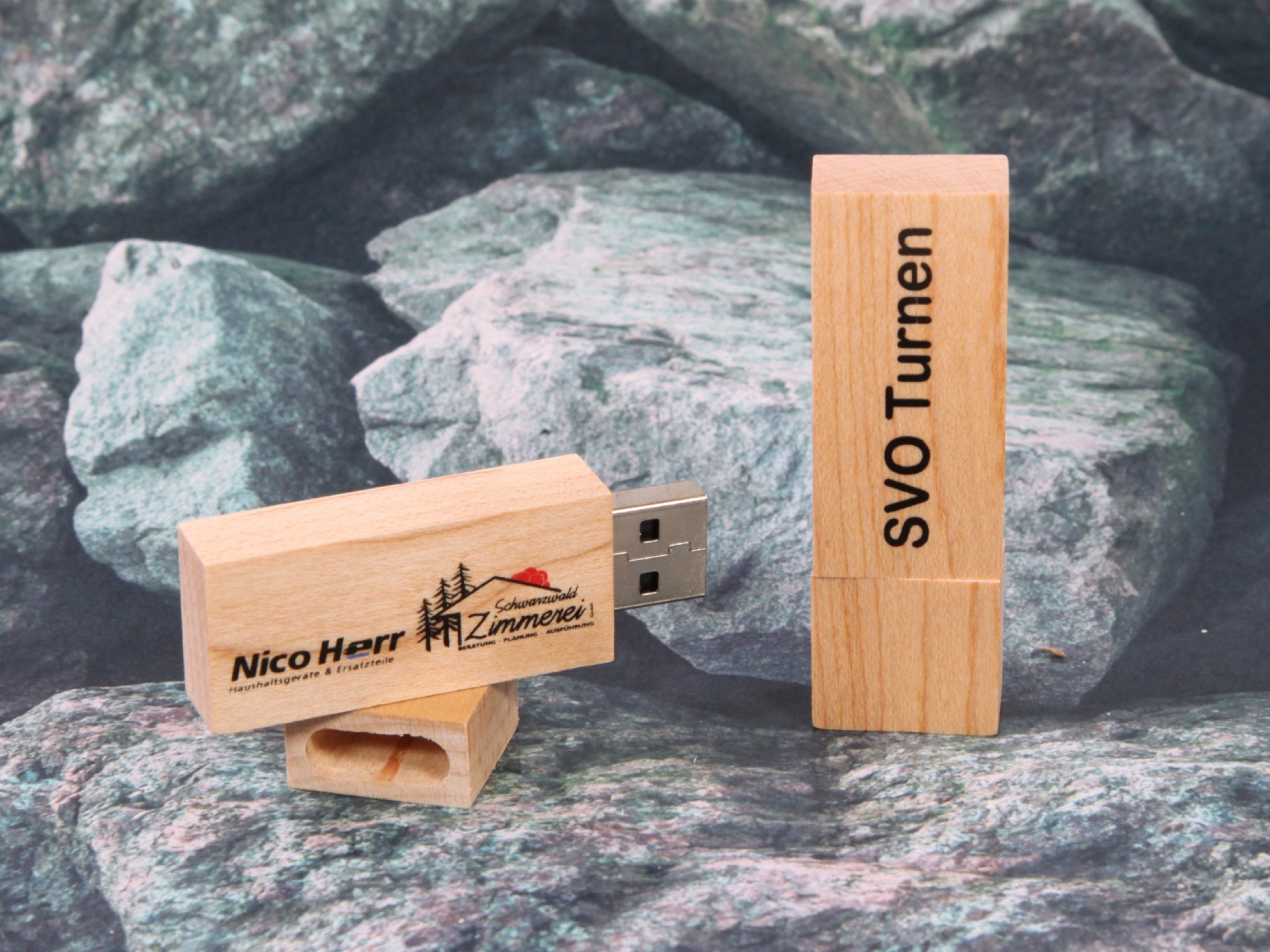 usb stick holz classic natur digitaldruck hellbraun