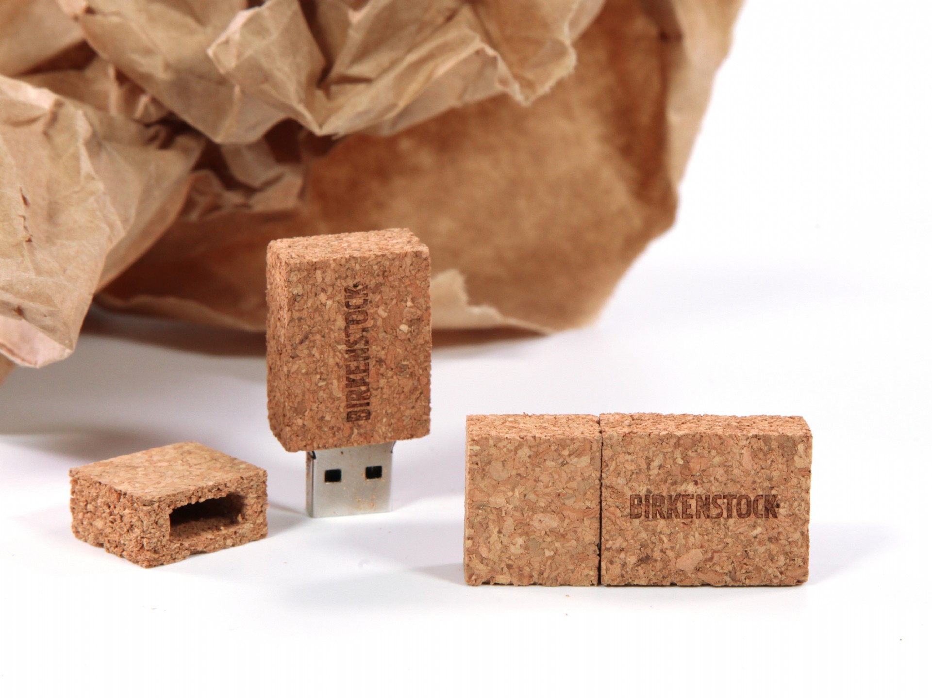 usb stick kork natur öko schlicht eckig gravur logo