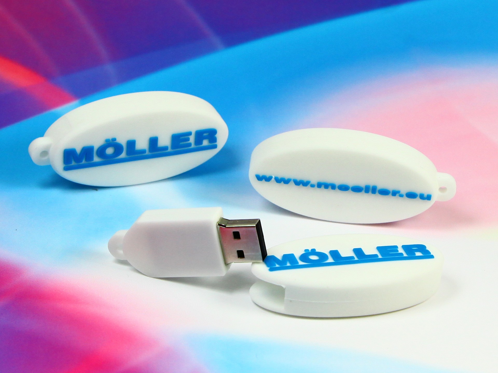 usb stick logo oval weiss kunststoff logo