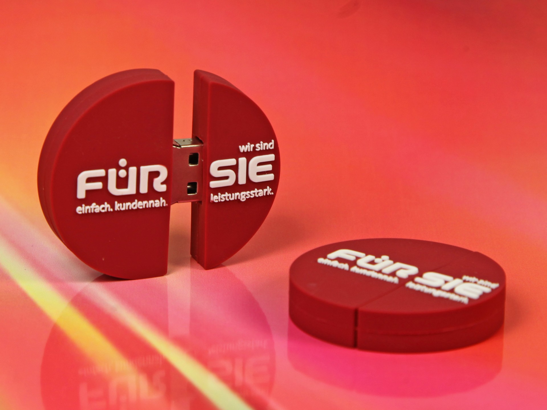 usb stick logo rund rot individuell werbung