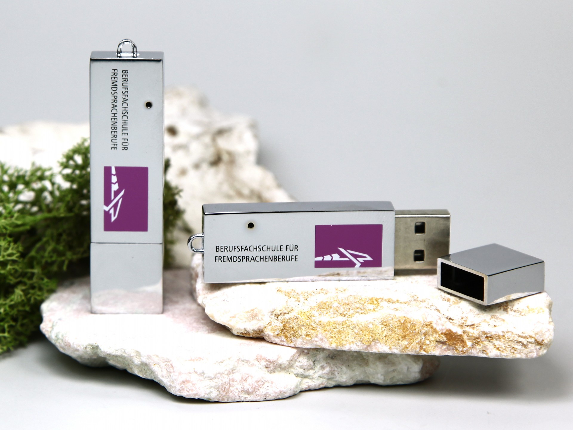 usb stick metall glanz schlicht dezent edel logo werbung