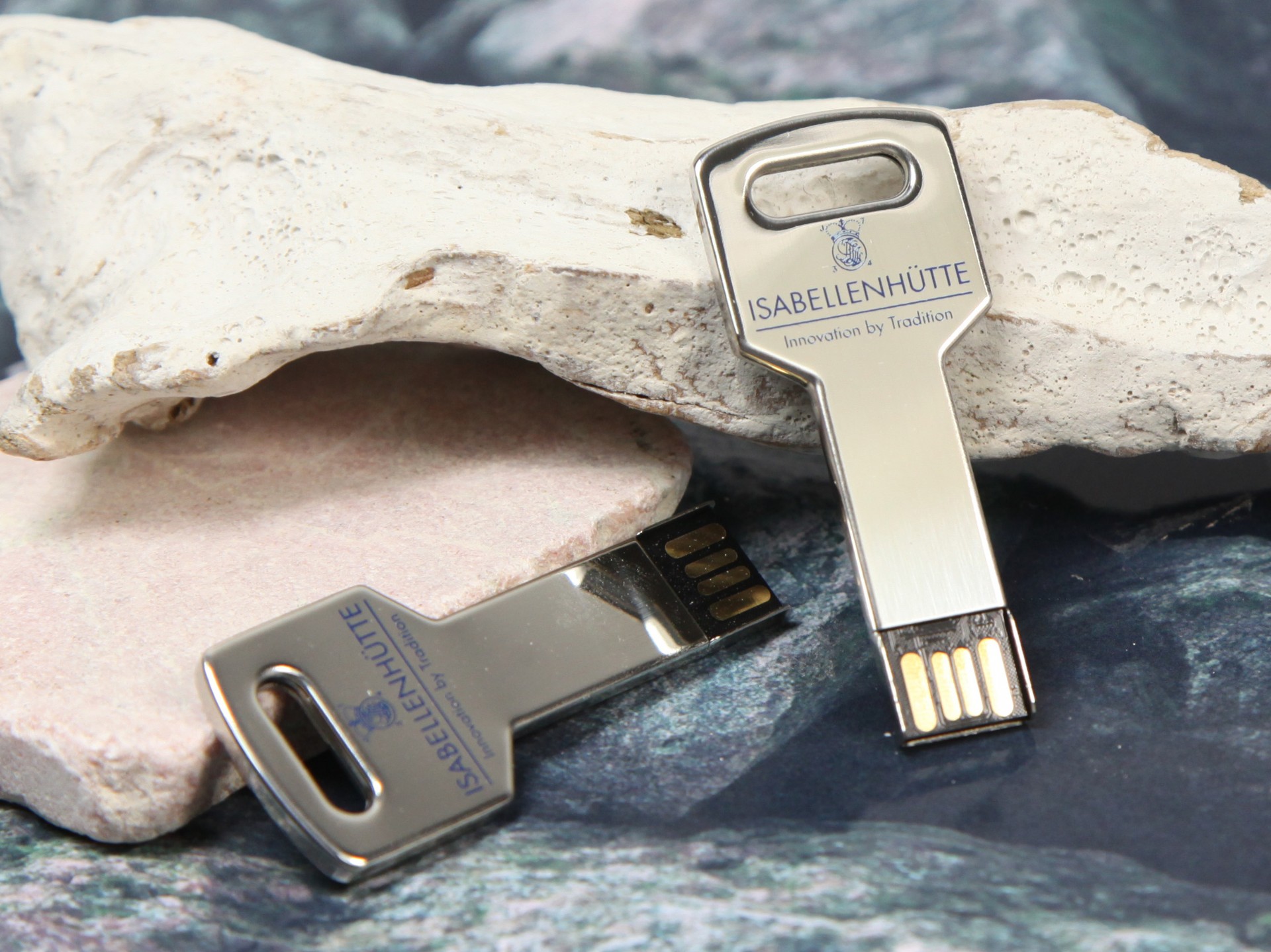 usb stick schluessel key glanz silber edel werbung