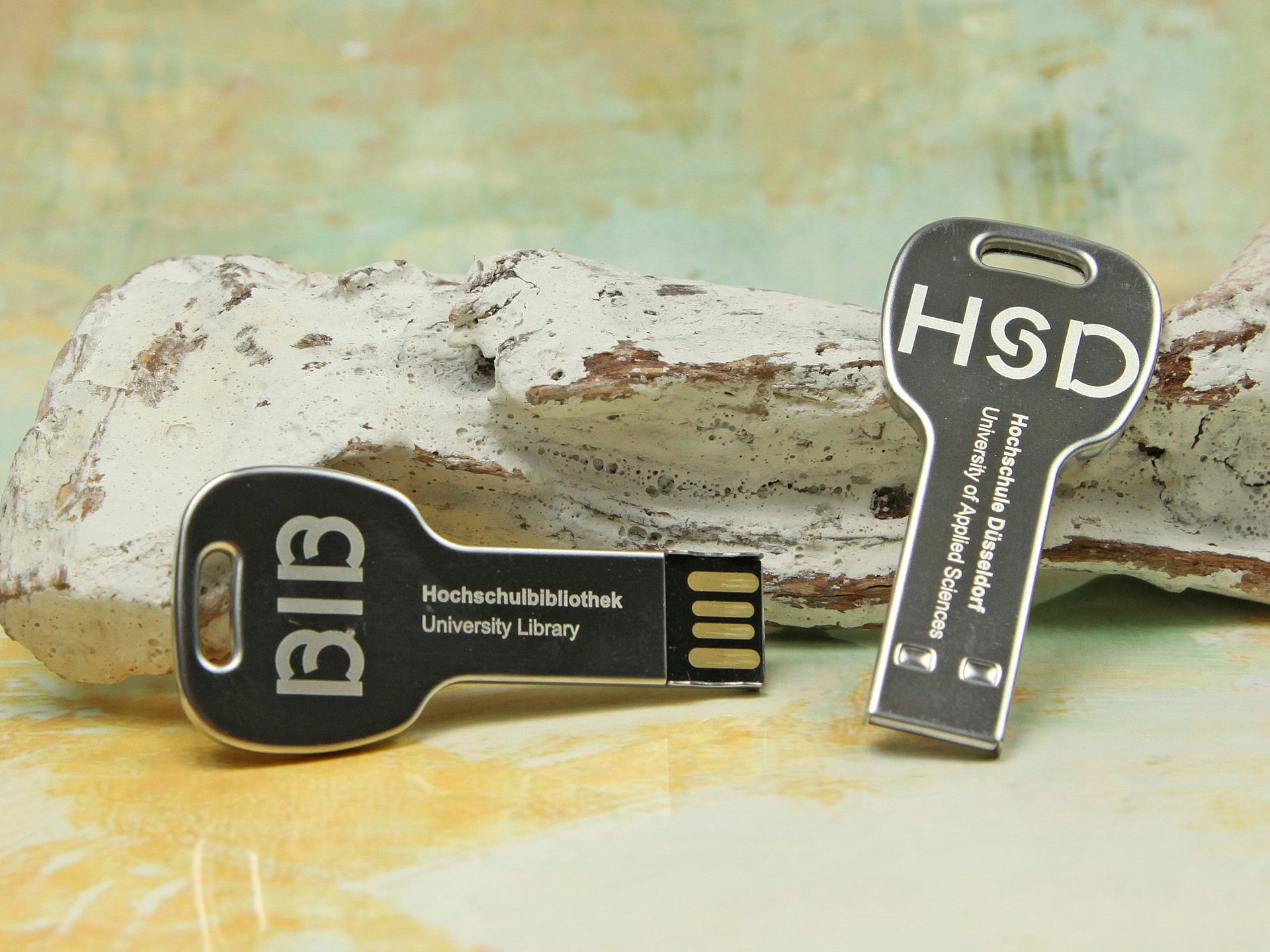 usb stick schluessel silber glanz logo werbung